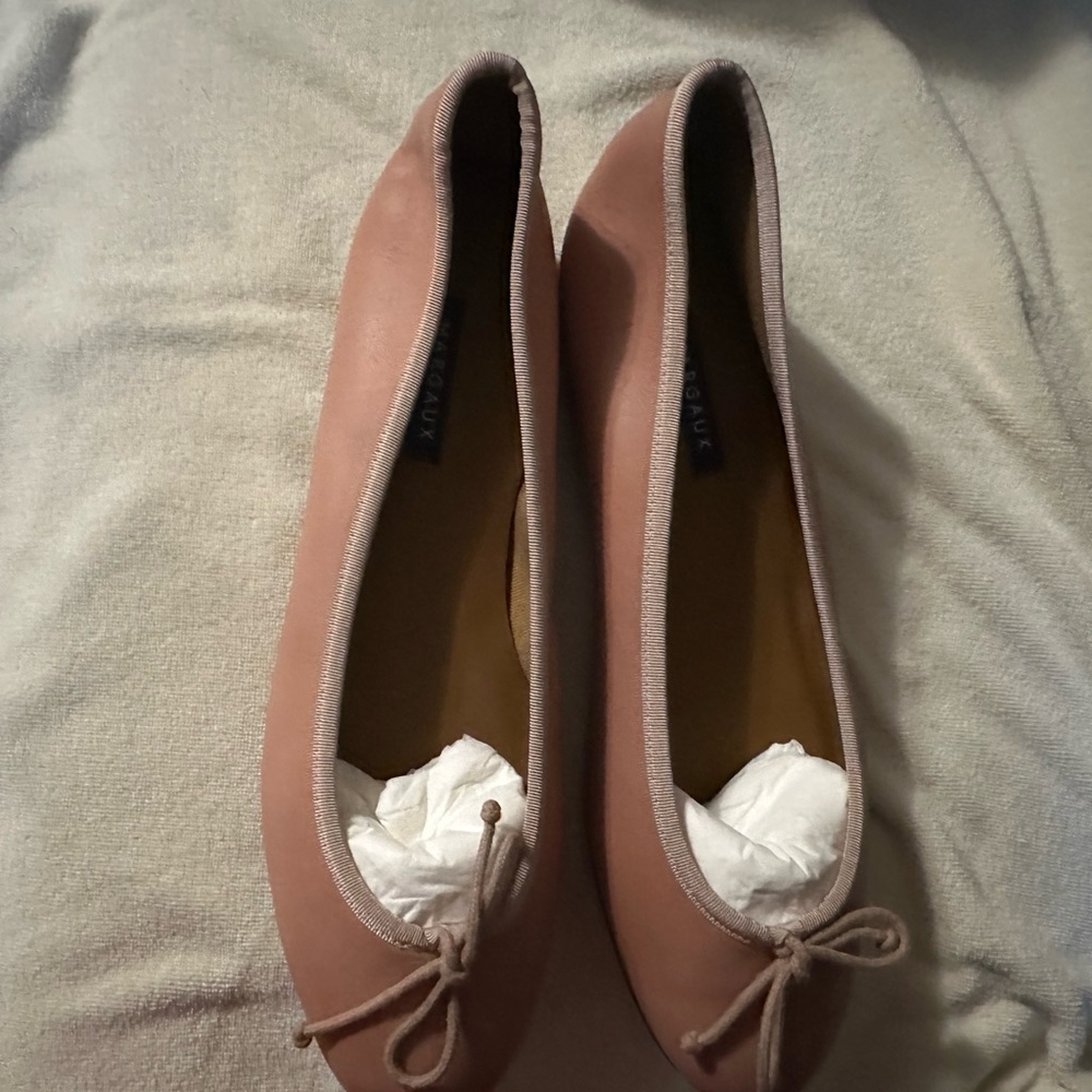 Margaux Tan and Pink Flats with Bow Detail